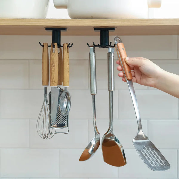 Wall-Mounted Kitchen Hook Organizer & Dish Drying Rack