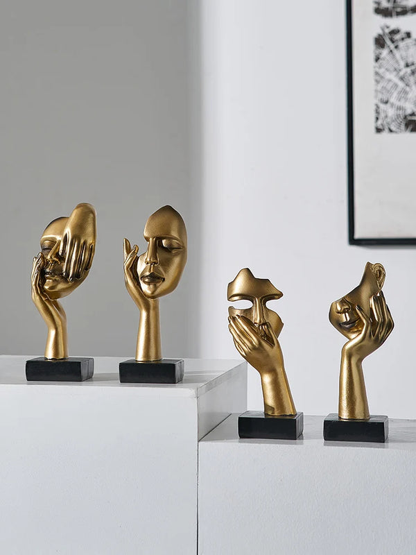 Nordic Abstract Resin Face Figurines