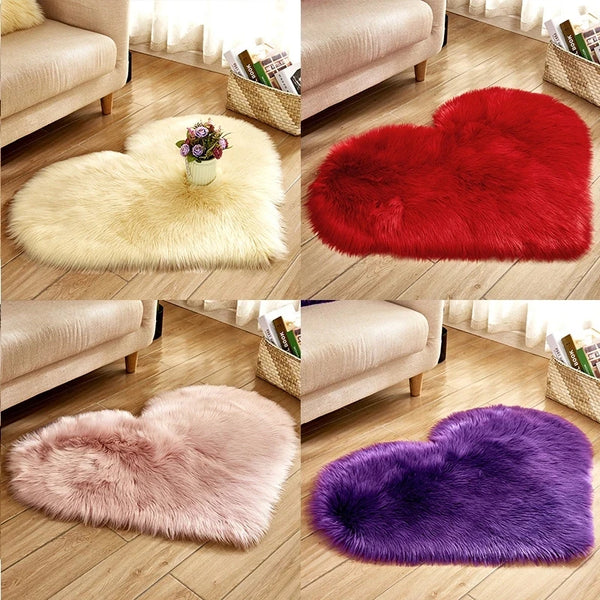 Faux Sheepskin Heart Rug
