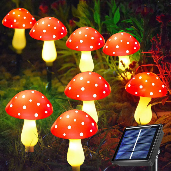 12 LED Solar Mushroom Fairy Lights for Garden & Outdoor Decor
