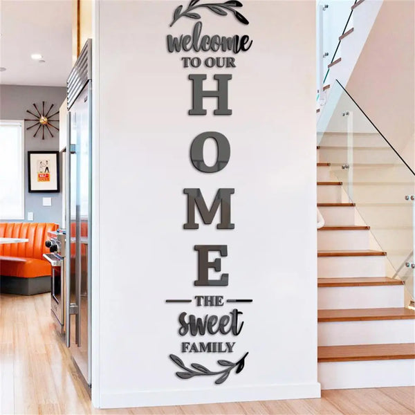 3D Mirror "Welcome to Our Home" Wall Stickers for Home Decor