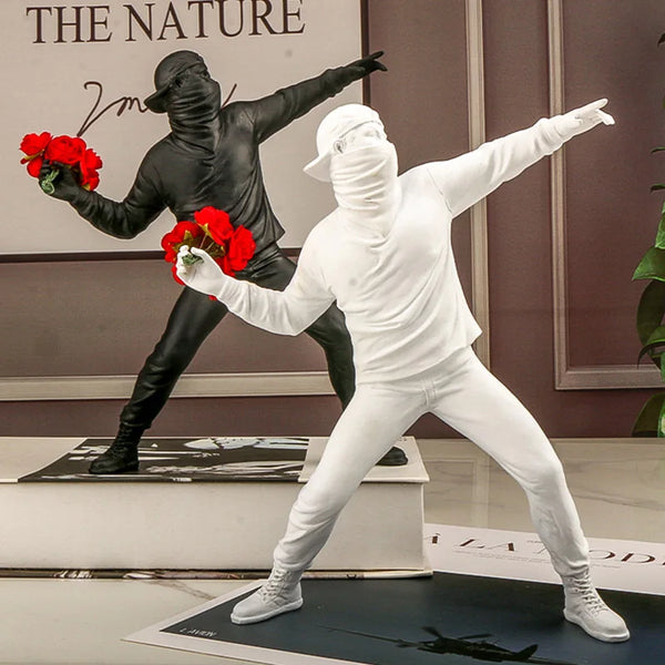 Resin Banksy Flower Thrower Statue