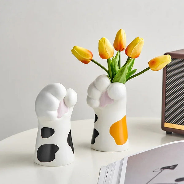 Nordic Cute Cat Claw Vase for Modern Room Decoration