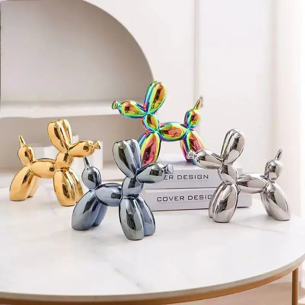 Mini Ceramic Balloon Dog Sculpture for Home & Office Decor